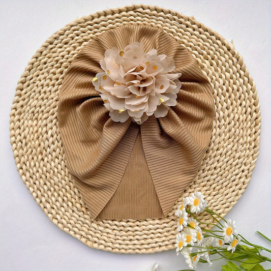 Soft Elastic Strip Flower Baby Hat For Girl