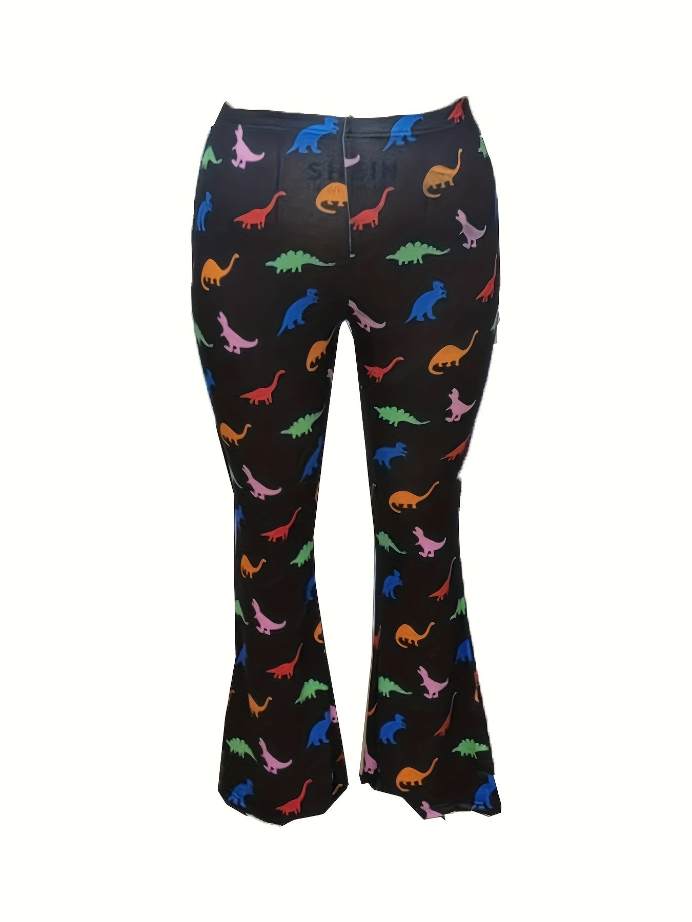Women's Plus Dinosaur Print High Rise Flared Pants
