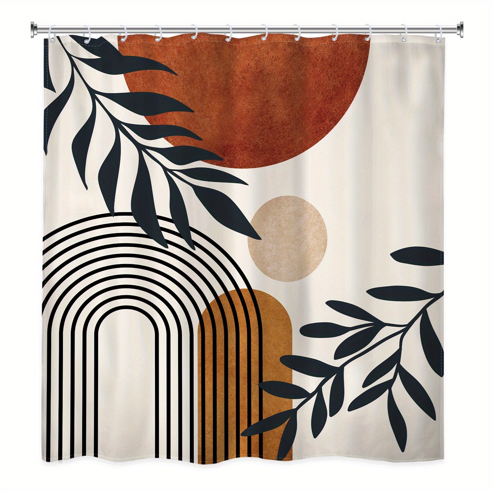 Block Pattern Shower Curtain Waterproof Fabric Bath Decor