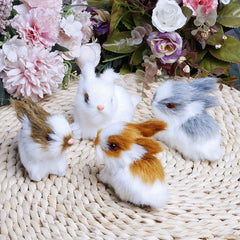 Handcrafted Simulated Rabbit Mini Set of Four Decorations for Lawn and Home Use