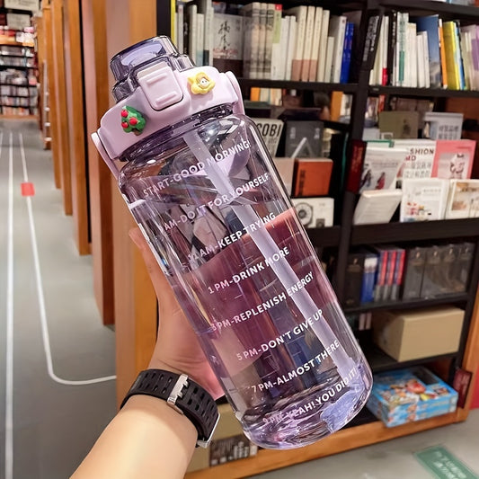 Transparent Large Capacity Water Cup with Straw and Handle