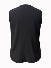  Solid Ruffle Trim V Neck Tank Top
