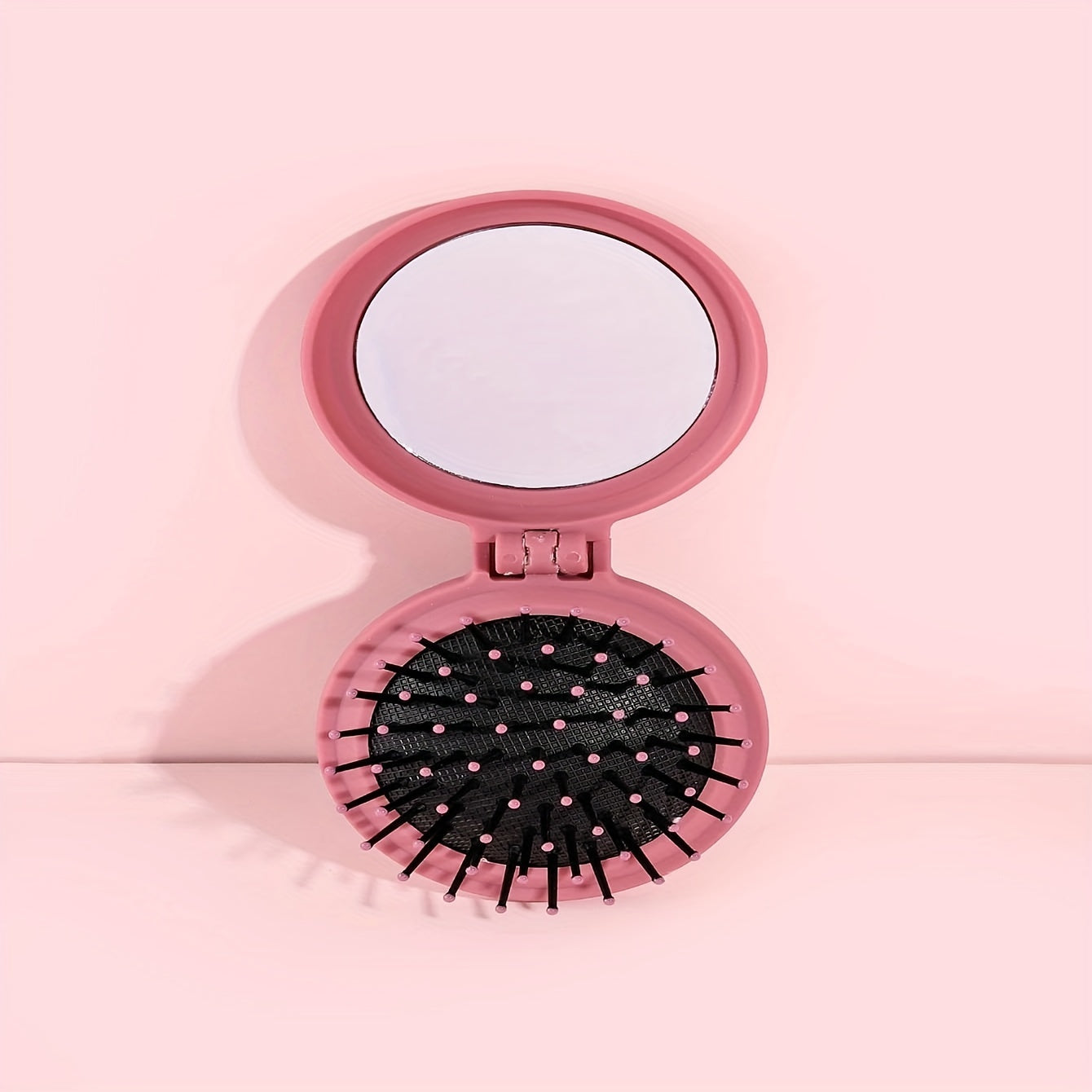 Travel Hairbrush & Mirror Set for Girls & Women - Compact & Foldable