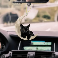 Cat Hanging Moon Ornament for Car Keys