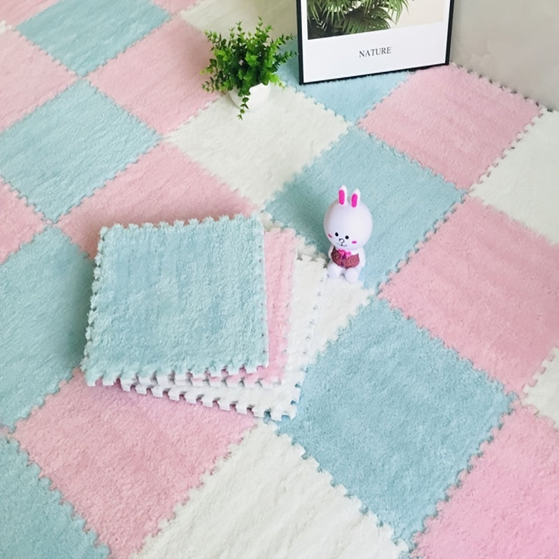 10pcs DIY Puzzle Plush Carpet 11.8''X11.8'' Back To School Supplies