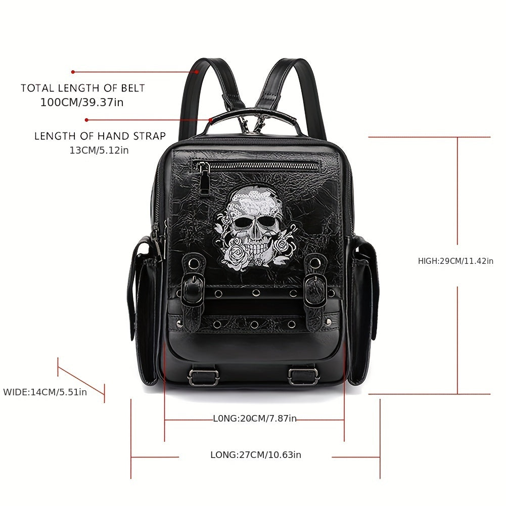 Gothic Punk Style Ghost Skull Embroidery Backpack