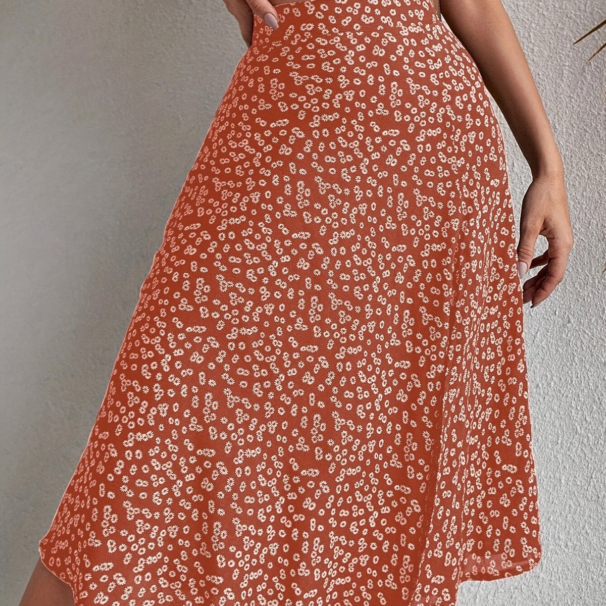 Floral Print Side Split Skirt for Women