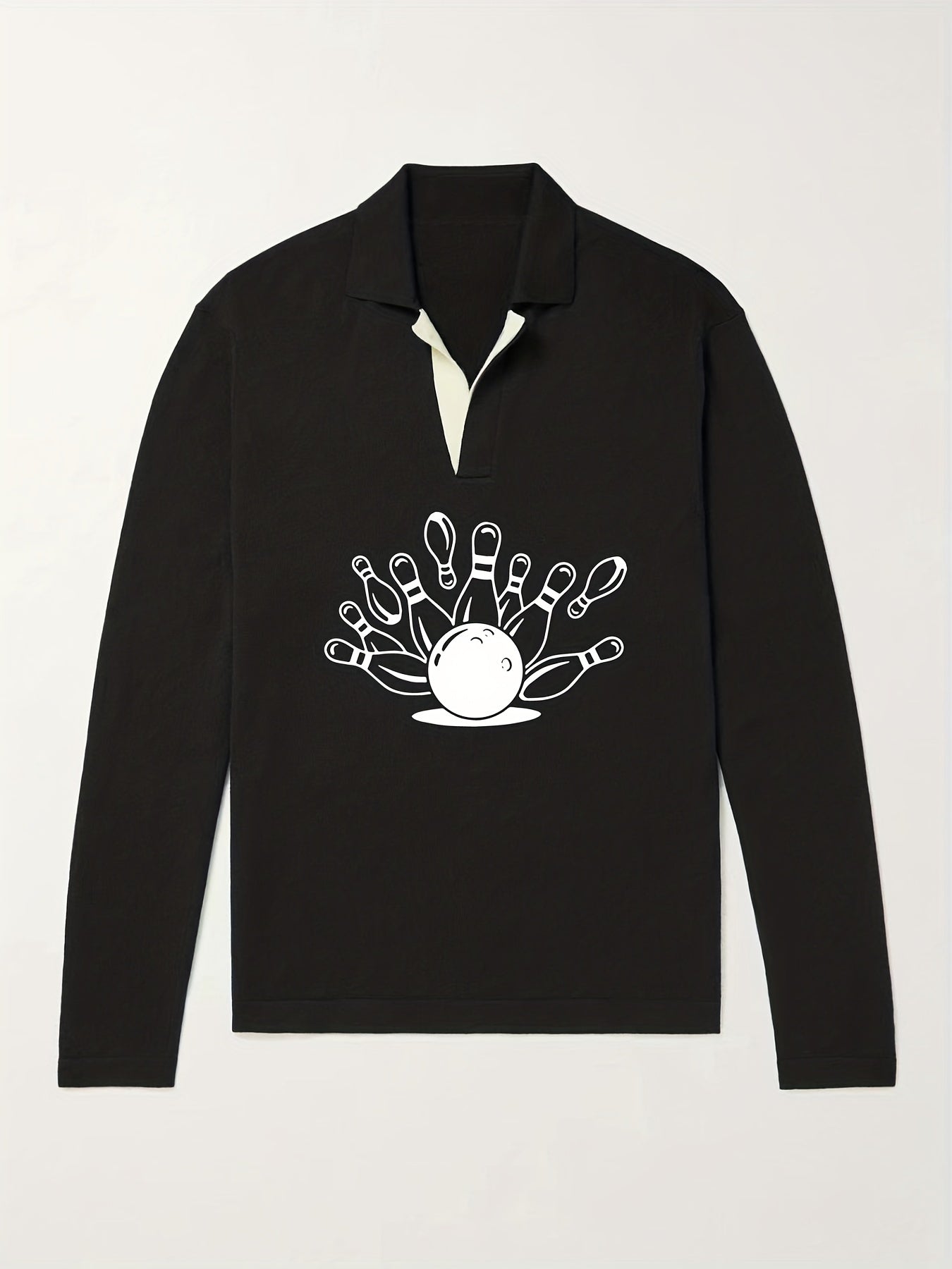 Men's Bowling Ball Pattern Knit Polo Shirt