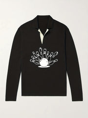 Men's Bowling Ball Pattern Knit Polo Shirt