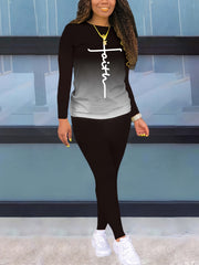 Gradient Long Sleeve T shirt & Skinny Pants Set