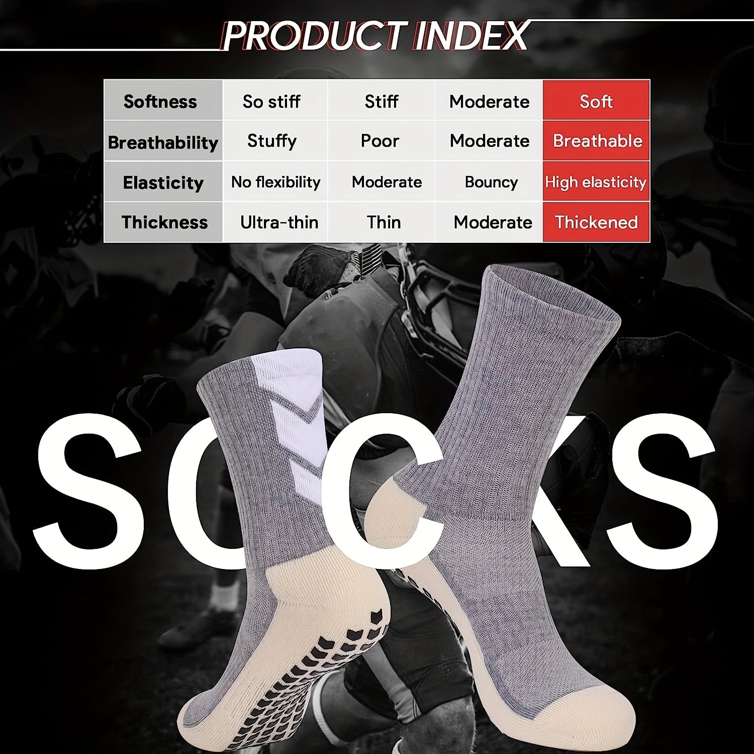 Men's Anti Slip Grip Soccer Socks - Training Sports Athletic Socks