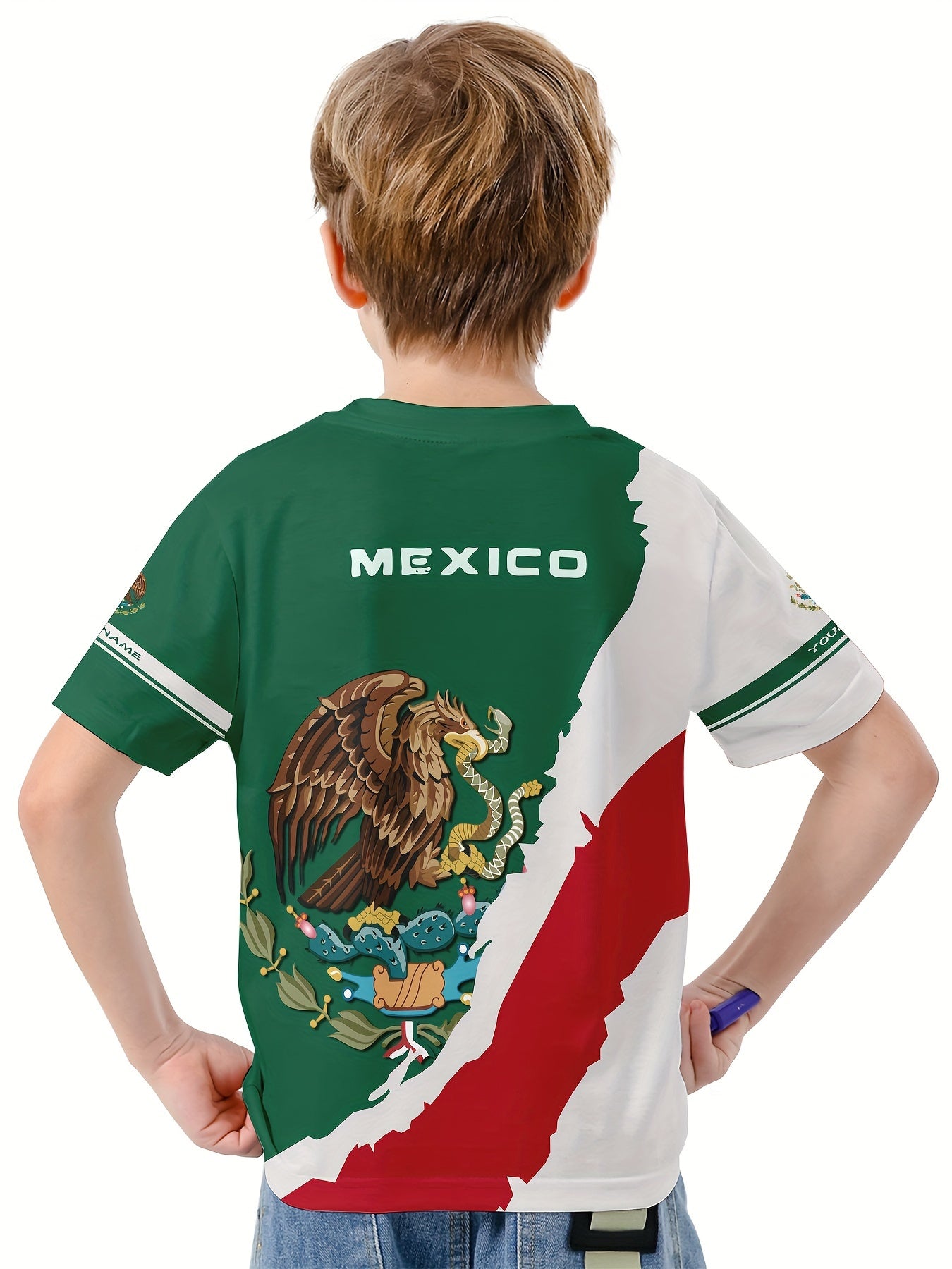 MEXICO Boys 3D Print Creative T-shirt Short Sleeve Top Summer Kids Clothes