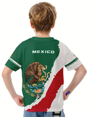 MEXICO Boys 3D Print Creative T-shirt Short Sleeve Top Summer Kids Clothes