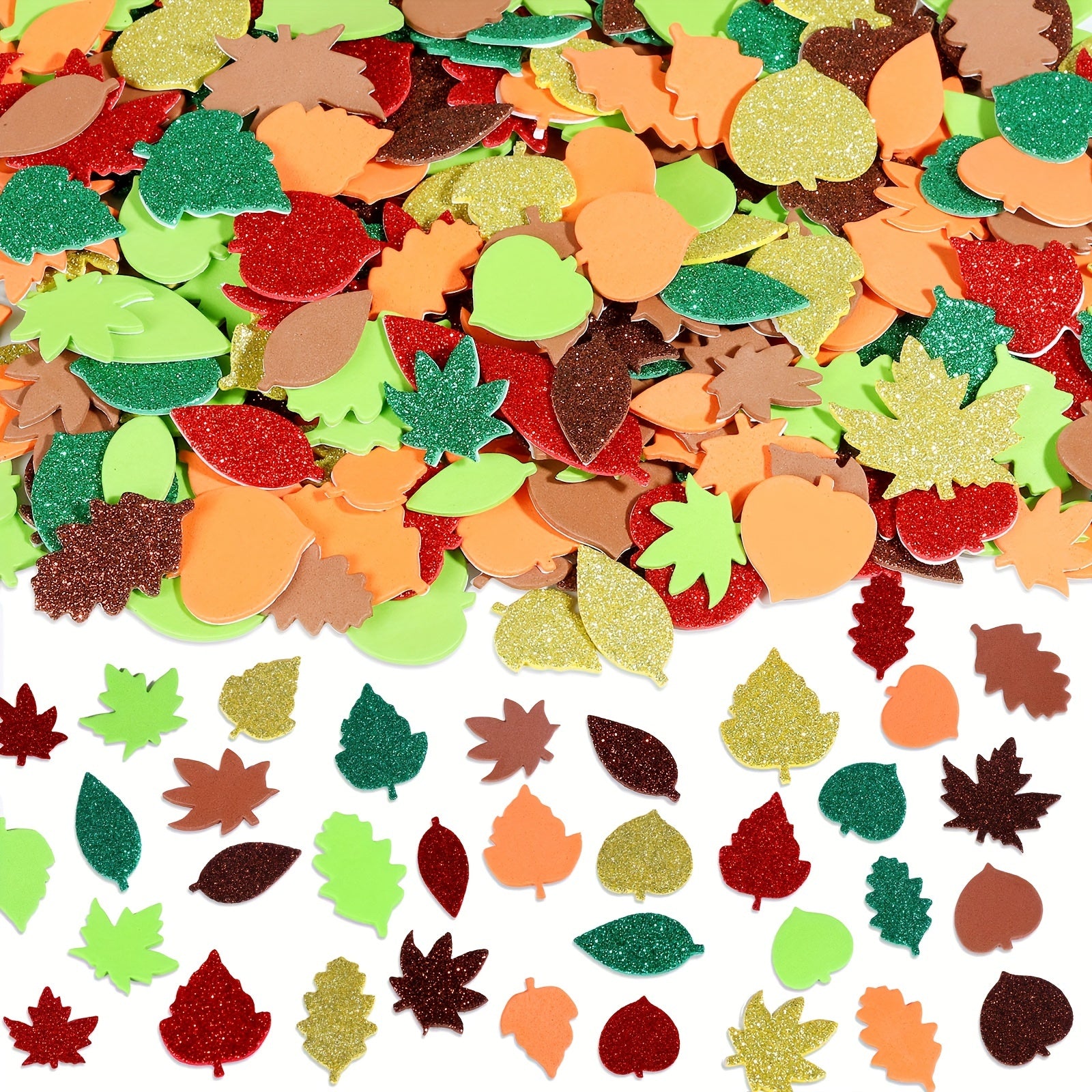 100pcs Autumn Leaf Golden Craft Foam Stickers DIY Decoration Crafts