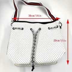 Neoprene Bucket Bag Colorful Strap Drawstring Shoulder Crossbody Bag
