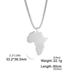 Cooltime 304 SS Africa Map Necklace 18K Plated Box Chain Accessory