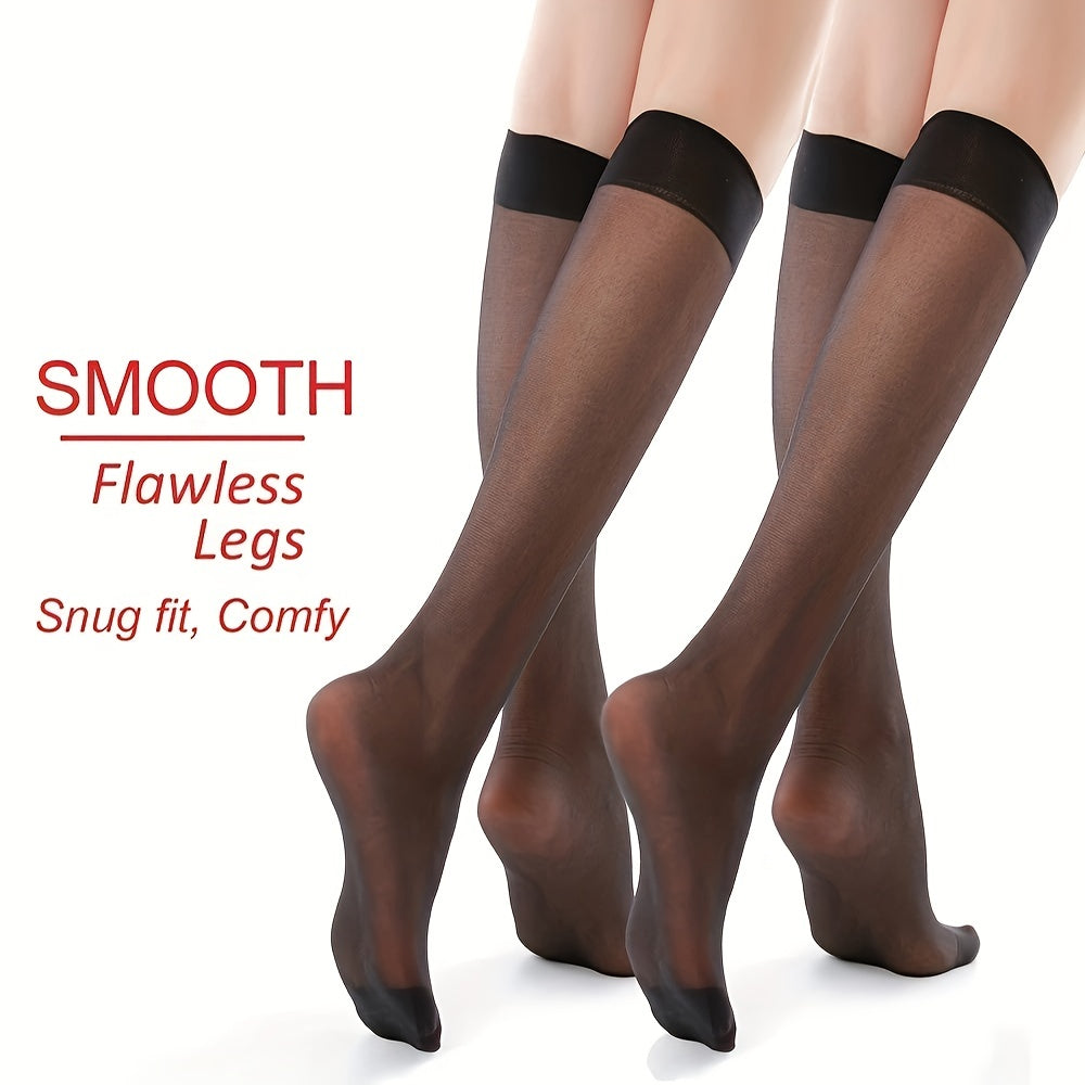 6 Pairs Solid Knee High Socks Women's Stockings