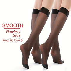 6 Pairs Solid Knee High Socks Women's Stockings