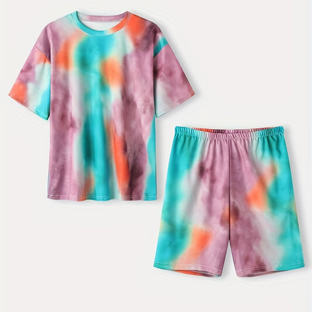  Tie Dye Top & Shorts Set Women's 2 Piece Outfit