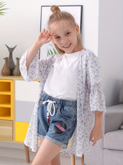 Girl's Floral Chiffon Beach Cardigan Cover Up