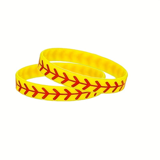 Softball Pattern Silicone Bracelet for Sports Fans & Players