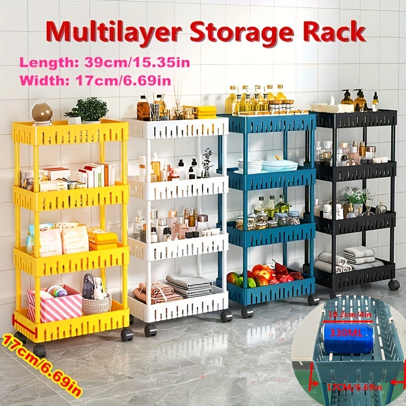 Plastic Storage Cart 4 Layers Multifunctional Garage Rack