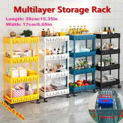 Plastic Storage Cart 4 Layers Multifunctional Garage Rack