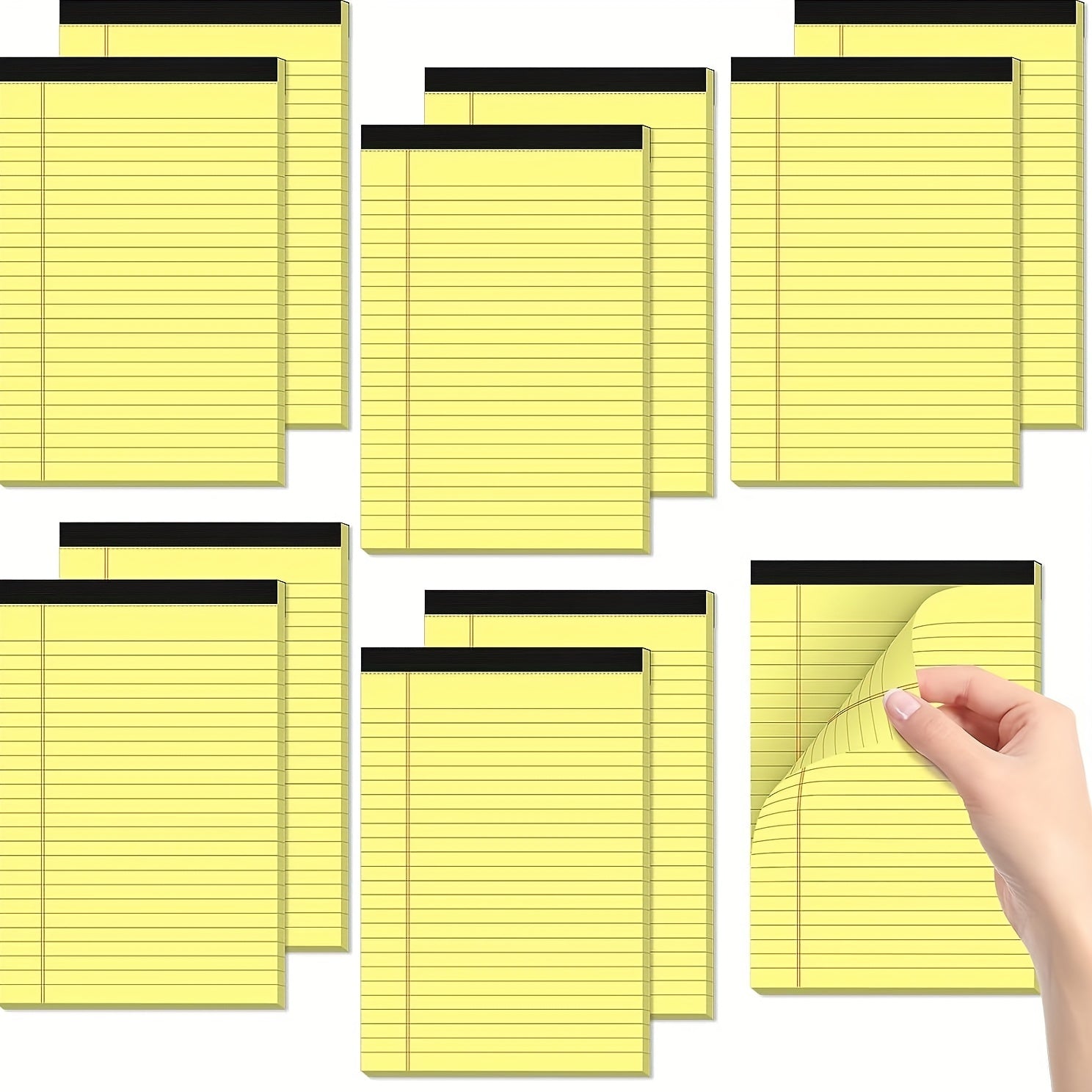 10pcs Yellow Horizontal Line Notepad Work Notebook