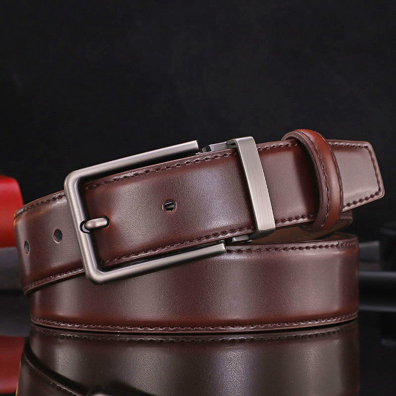 Men's Business Leather Belt Pin Buckle