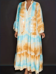  Tie Dye Bell Sleeve Maxi Dress