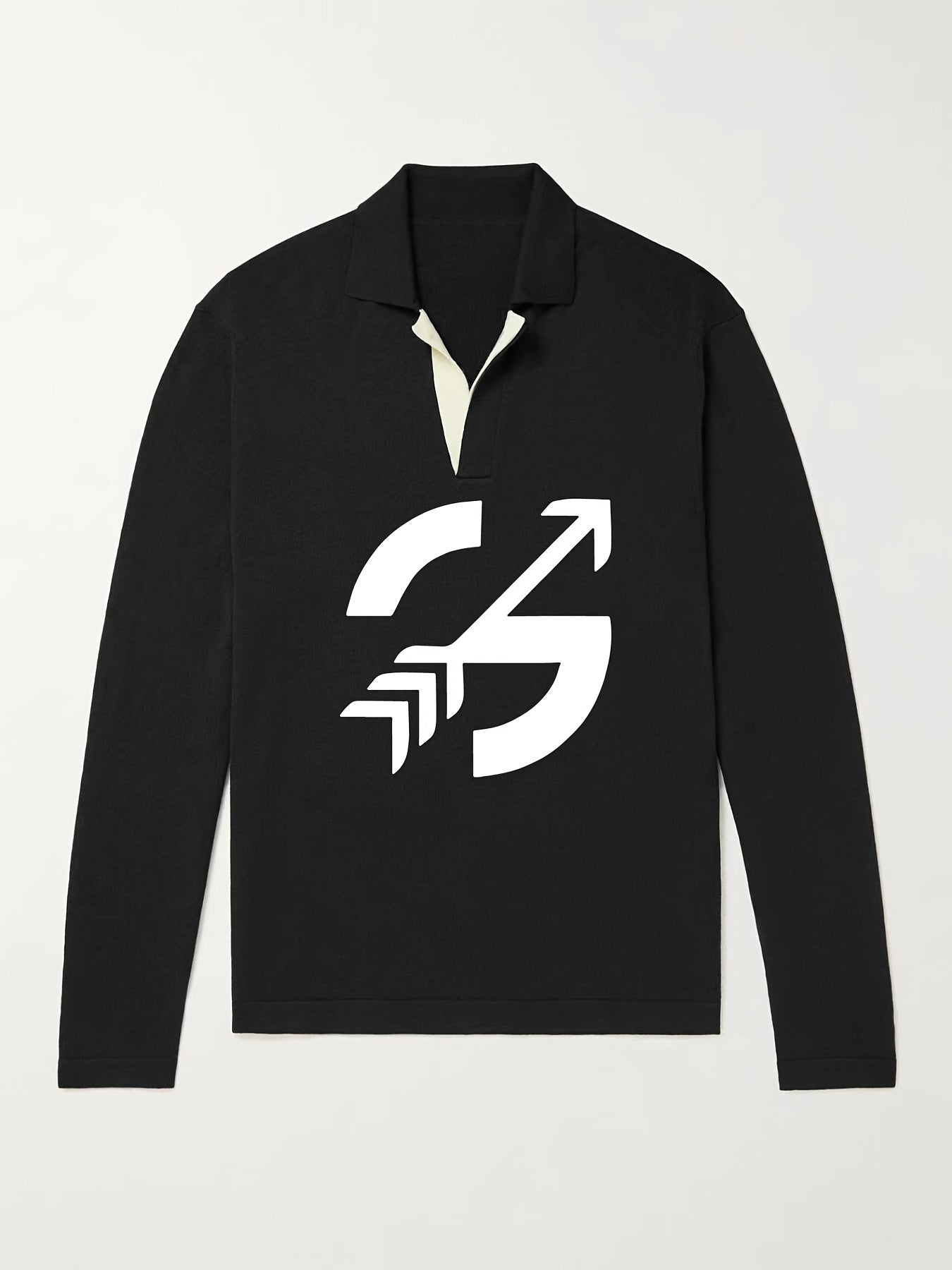 Arrow Pattern Knit Polo Shirt Men's Casual Lapel Pullover Sweater