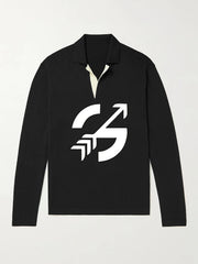 Arrow Pattern Knit Polo Shirt Men's Casual Lapel Pullover Sweater