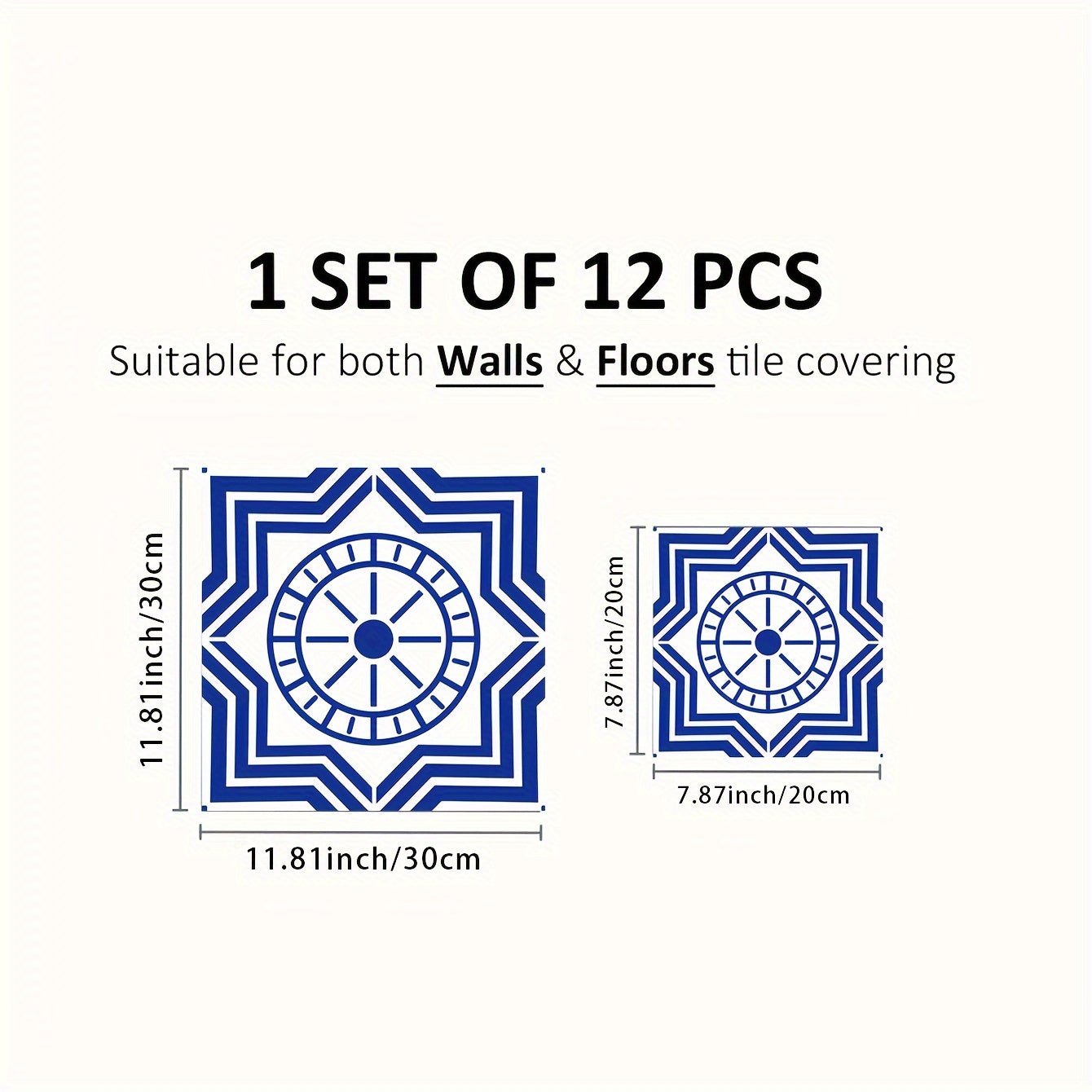 12pcs Mediterranean Style Floor Stickers Self adhesive