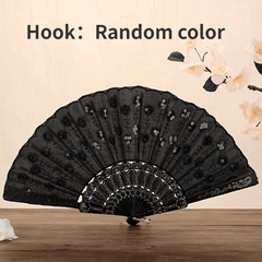 Sequin Fabric Folding Fan Embroidery Lace Fan Vintage Fan