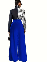  Solid High Rise Wide Leg Trousers