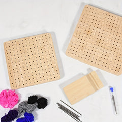 Bamboo & Wood Crochet Board for Stereotyped Knitting - Solid Wood Hole Board