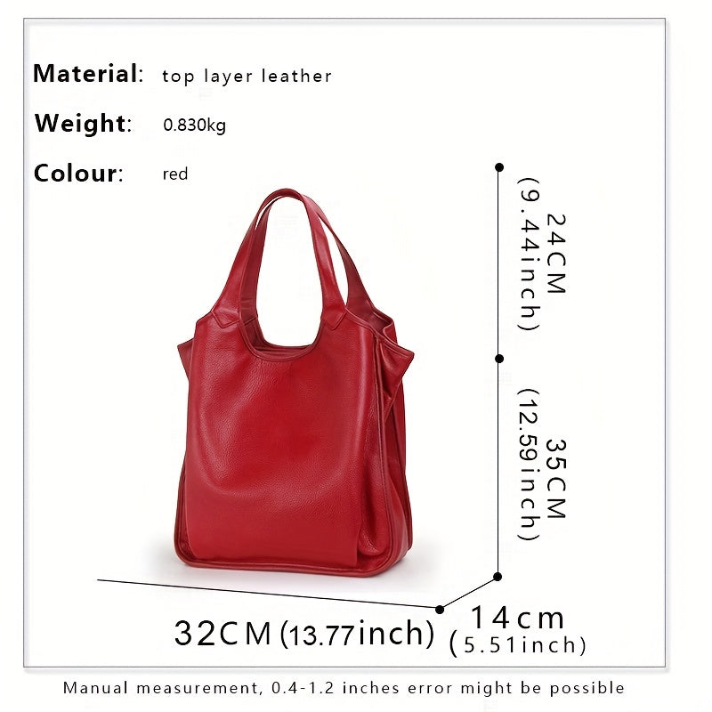 Women's Large Leather Hobo Shoulder Bag with Solid Handbag
