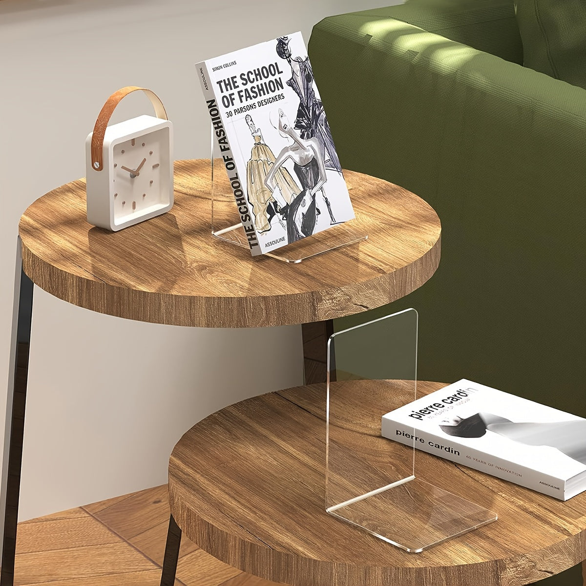 2pcs Acrylic Bookends Transparent L-shaped Removable Desktop Book Storage