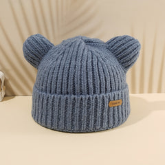 Pop Ears Beanie Winter Soft Knit Beanie Hat Warm Skull Cap for Women