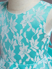 Girls Lace Floral Sleeveless Formal Dress For Kids