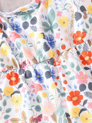 Toddler Flying Sleeve Floral Jumpsuit