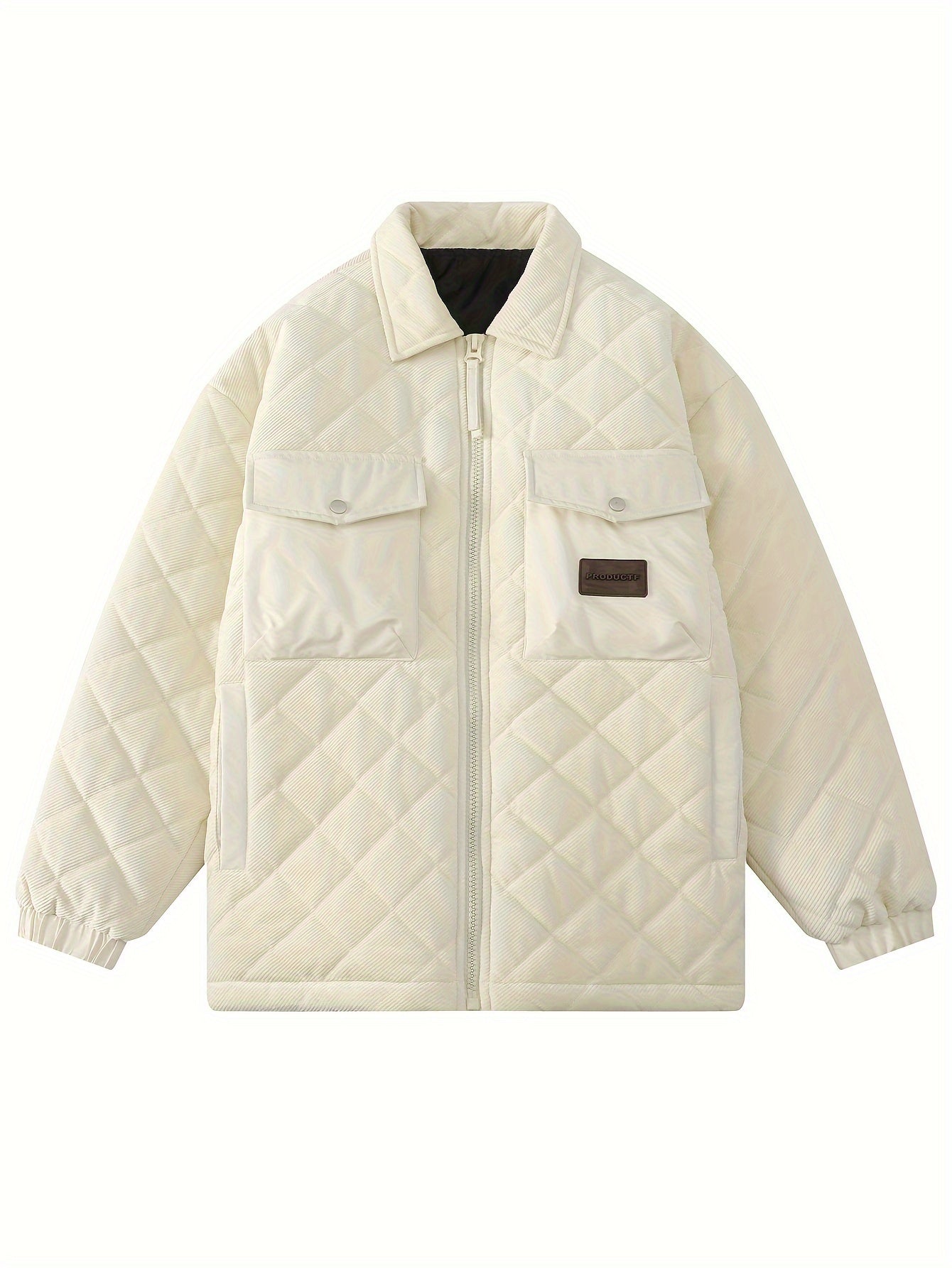 Men's Lapel Casual Winter Coat Chest Pocket Warm Thick Jacket