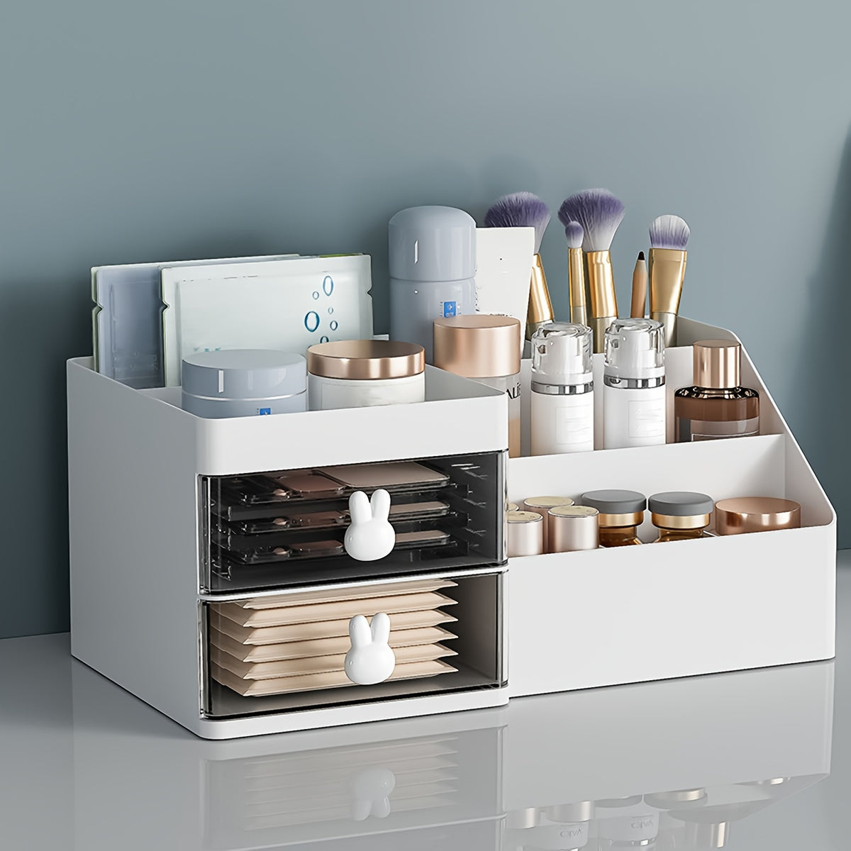 Large Capacity 2-Drawer Makeup Organizer for Vanity and Bathroom