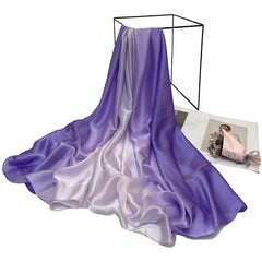 Gradient Satin Scarf Hijab Breathable Shawl Silk Head Wrap