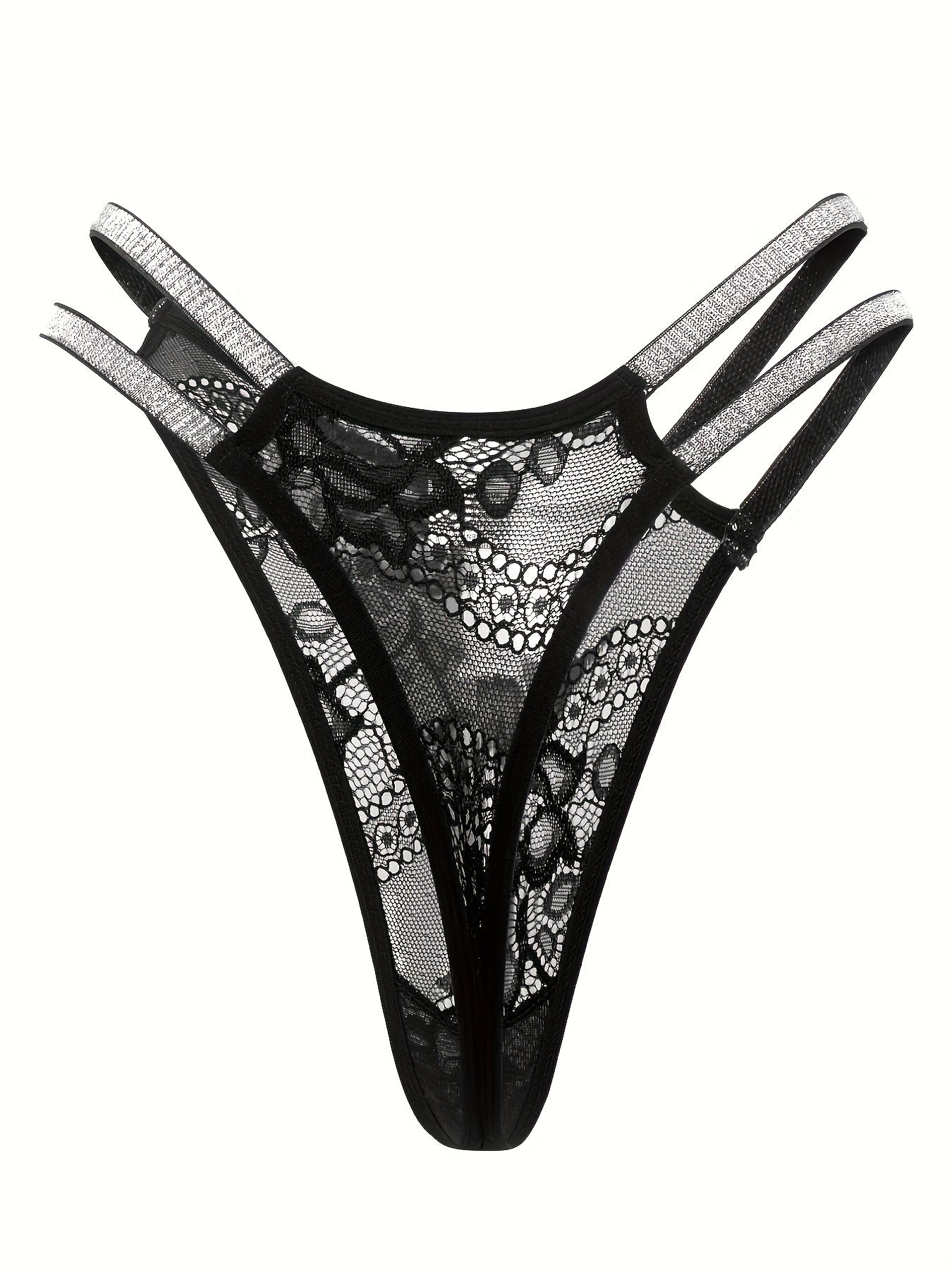 Floral Lace Mesh Thongs Semi-sheer Intimates Panties