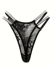 Floral Lace Mesh Thongs Semi-sheer Intimates Panties