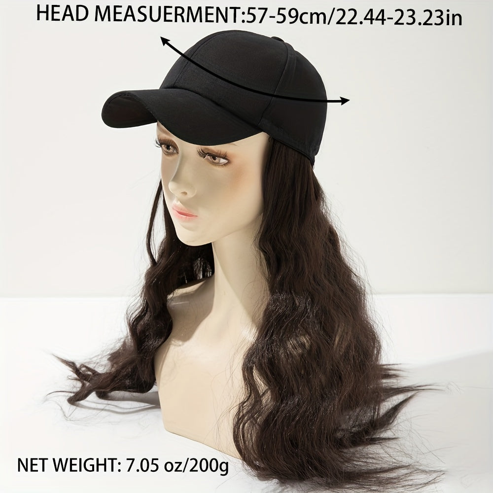 Long Curly Wavy Wig Hat Combo Synthetic Wig Heat Resistant for Daily Use