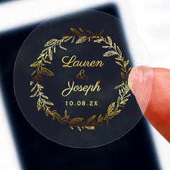 Golden Vinyl Transfer Paper - Leaf Initial Script Round Wedding Lab