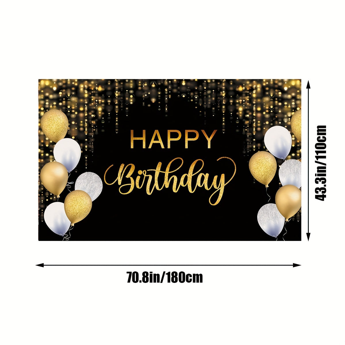 Golden Balloon Glitter Sequin Birthday Backdrop