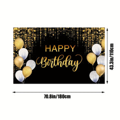 Golden Balloon Glitter Sequin Birthday Backdrop